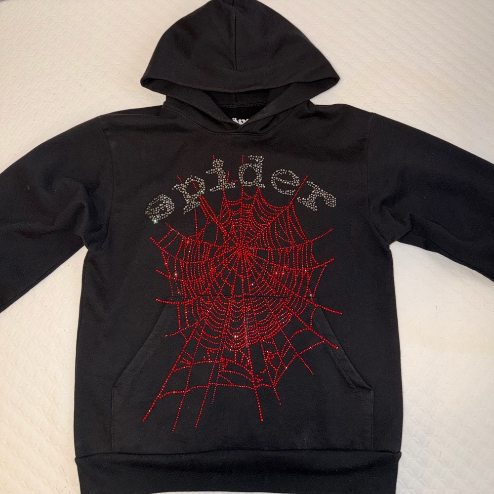Black Hoodie with Red Sp5der Web Design